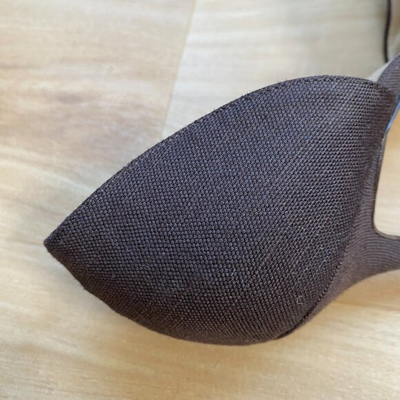 Manolo Blahnik D'orsay Brown Linen Leopard Accent Pumps Pointed Toe Sz 39 / US 9 - Picture 8 of 11